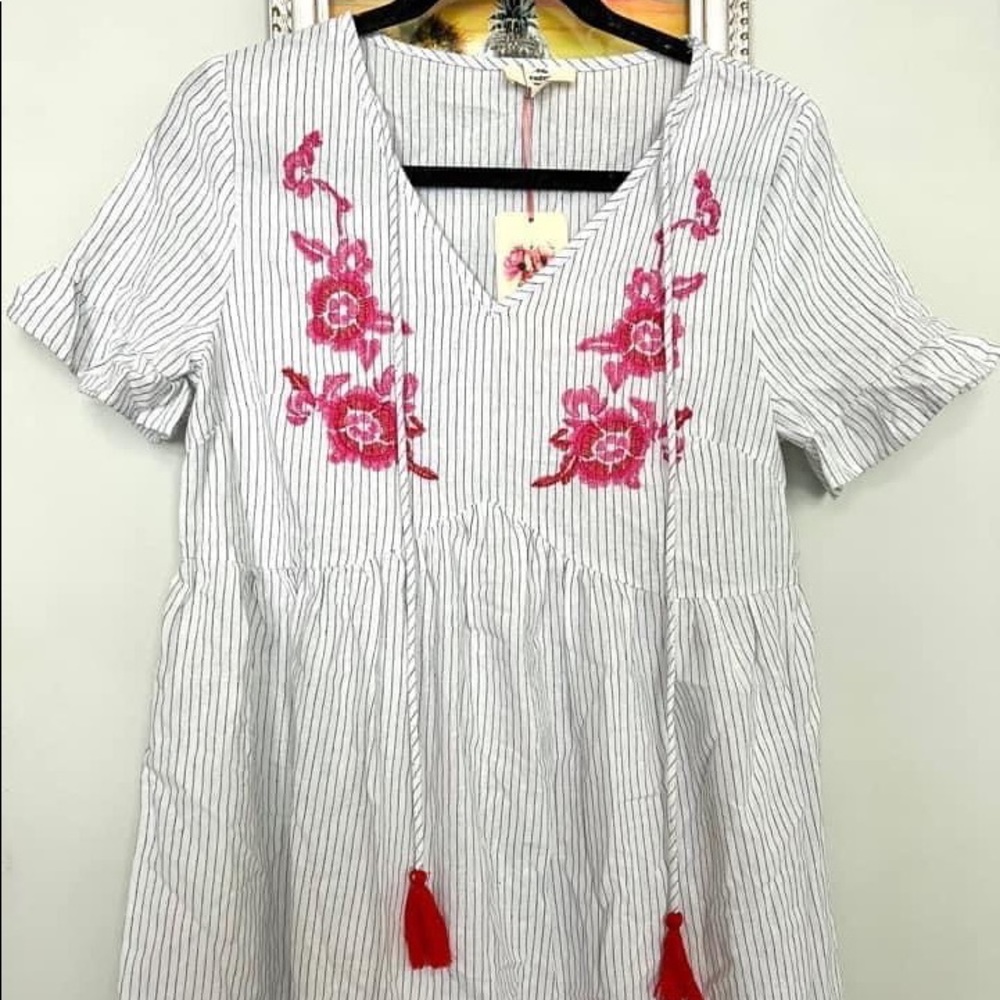 NWT Embroidered Striped Tunic Dress from Vici
